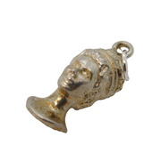 Sterling Silver Cast Queen Elizabeth Bust Charm Pendant Vintage c1970