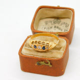 Victorian 18ct Yellow Gold, Sapphire & Diamond Boat Ring Antique 1864