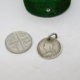 Victorian Sterling Silver Threepence 'Cio' Engraved Love Token Charm Antique