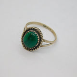 Sterling Silver Cabochon Malachite Studio Style Dress Ring Vintage c1970 Size O