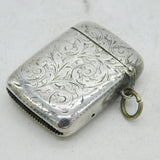 Victorian Sterling Silver Floral Pattern Vesta Case Antique 1896 Birmingham