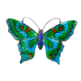 Art Deco Sterling Silver Colourful Enamel Butterfly Brooch Antique c1930s