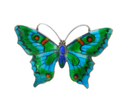 Art Deco Sterling Silver Colourful Enamel Butterfly Brooch Antique c1930s