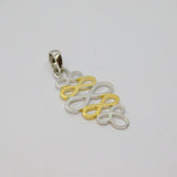 Gold On Sterling Silver Two-Tone Swirly Pattern Drop Pendant Vintage c1970