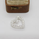 Sterling Silver Paste Set Heart Drop Charm Pendant Vintage c1970