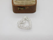 Sterling Silver Paste Set Heart Drop Charm Pendant Vintage c1970