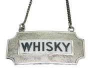 Sterling Silver & Enamel 'Whisky' Decanter Label Vintage 1953 Birmingham