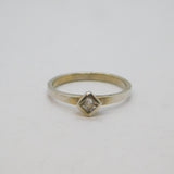 Sterling Silver White Topaz Stacking Band Or Dress Ring Modern c1990 Size L 1/2
