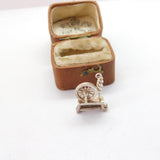 Sterling Silver Spinning Wheel Sewing Charm Pendant Vintage c1970