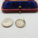 Sterling Silver Three Pence Charm Pendant Victorian 1883