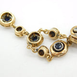 Art Deco 9ct Yellow Gold, Sapphire & Diamond Lavalier Necklace Antique c1920s