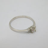 Sterling Silver 3 Stone Spinel Stacking Band Dress Ring Modern c1990 Size M 1/2