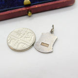 Sterling Silver and Enamel Jersey Travel Shield Charm Pendant Vintage c1970
