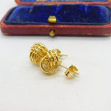 Gold on Sterling Silver Woven Ball Form Stud Earrings Modern