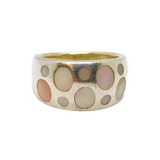 Sterling Silver Mother Of Pearl Circles Pattern Ring Modern c2000 Size Q 1/2