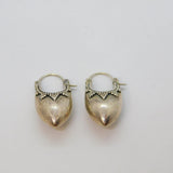 Pair of Sterling Silver Eastern Style Patterned Huggie Earrings Vintage c1970