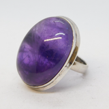 Large Sterling Silver & Cabochon Cut Amethyst Statement Ring Vintage Birmingham