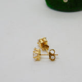 9ct Yellow Gold Paste Set Stud Earrings Vintage c1970