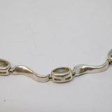 Sterling Silver & White Topaz Wave Pattern Tennis Bracelet Vintage c1970