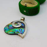 Sterling Silver Abalone Shell Heart Charm Pendant Vintage c1970