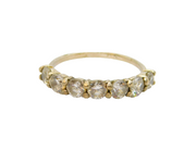 Sterling Silver 7 Sparkling CZ Half Eternity Band Ring Modern c1990 Size P 1/2