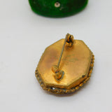 Italian Gilt Metal Floral Micro-Mosaic Brooch Pin Antique c1930 Art Deco