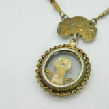 18th Century Spanish Colonial Silver Gilt Reliquary Floral Necklace Antique