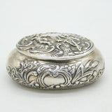 Victorian Sterling Silver Cherub Decorated Snuff Box Antique 1901 London