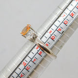 Sterling Silver Champagne & White Topaz Open Band Ring Modern c1990 Size R 1/2