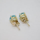 Pair of Sterling Silver Round Blue Topaz Stud Earrings Vintage c1970