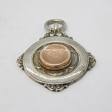 9ct Gold & Sterling Silver Sporting Fob Medal Antique 1930 Birmingham Art Deco