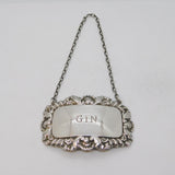Sterling Silver Floral Gin Decanter Label Vintage 1983 Birmingham