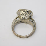 20th Century White Metal Carnelian Agate Ancient Style Signet Ring Antique