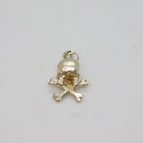 Sterling Silver Skull & Crossbones Charm Pendant Vintage c1970s