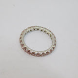 Sterling Silver Pink CZ Eternity or Stacking Band Ring Contemporary c2000 Size N
