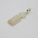 Sterling Silver Moonstone Round & Oblong Studio Charm Pendant Vintage c1970s