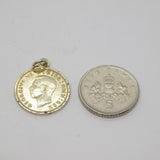 Sterling Silver Gilt George VI Threepence Charm Pendant Antique 1938