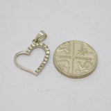 Sterling Silver Crystal Offset Open Heart Charm Pendant Modern c2000s