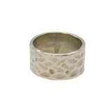 Sterling Silver Planished Textured Wide Band Studio Ring Vintage c1970 Size U