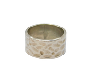 Sterling Silver Planished Textured Wide Band Studio Ring Vintage c1970 Size U