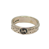 Sterling Silver Patterned 'Follow Your Heart' Band Ring Modern 2008 Size Q
