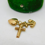 9ct Yellow Gold, Faith, Hope & Charity Charm Pendant Vintage 1973 London