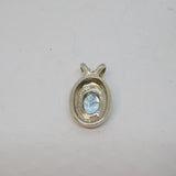 Sterling Silver Blue Topaz Oval Drop Charm Pendant Vintage c1990