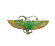 Edwardian Charles Horner Sterling Silver Enamel Egyptian Scarab Brooch Antique
