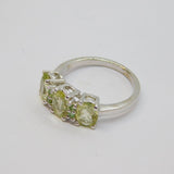Sterling Silver Triple Citrine & Peridot Dress Band Ring Vintage c1970 Size N
