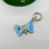 Sterling Silver & Enamel Little Butterfly or Moth Charm Antique c1920 Art Deco