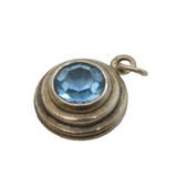 Sterling Silver & Blue Crystal Set Drop Pendant Vintage
