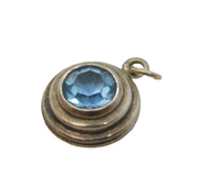 Sterling Silver & Blue Crystal Set Drop Pendant Vintage