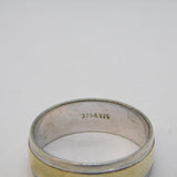 9ct Yellow Gold & Sterling Silver Band Ring Vintage Sheffield c1990s