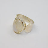 Sterling Silver Cabochon Moonstone Chunky Studio Ring Vintage c1990 Size T 1/2
